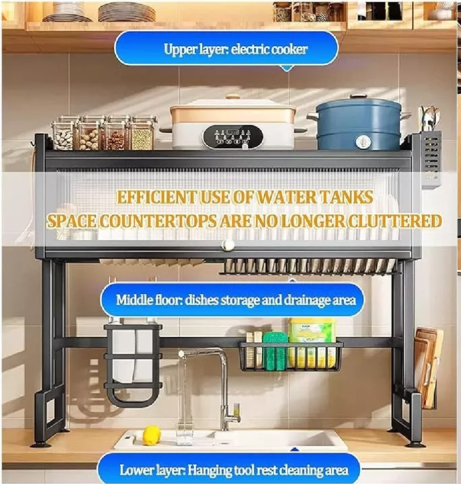 🍽️ Escurridor de Platos con Almacenamiento — Organiza, Escurre y Ahorra Espacio